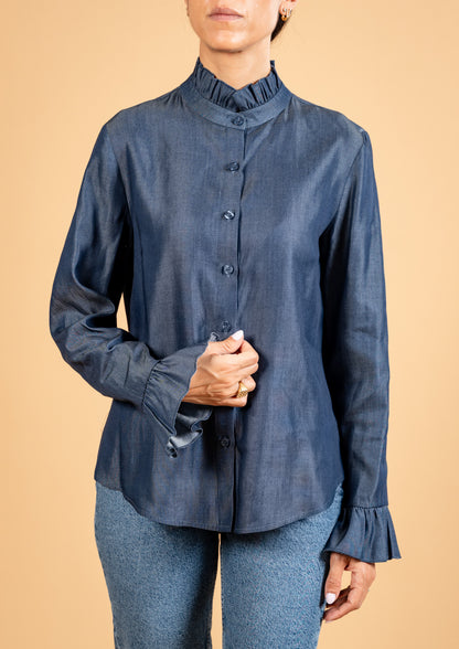 Shirt With Ruffled Sleeves