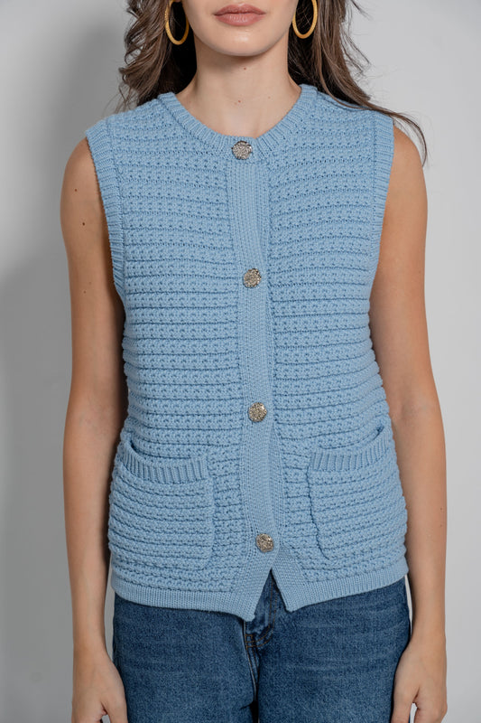 Knit Vest With Gold Buttons