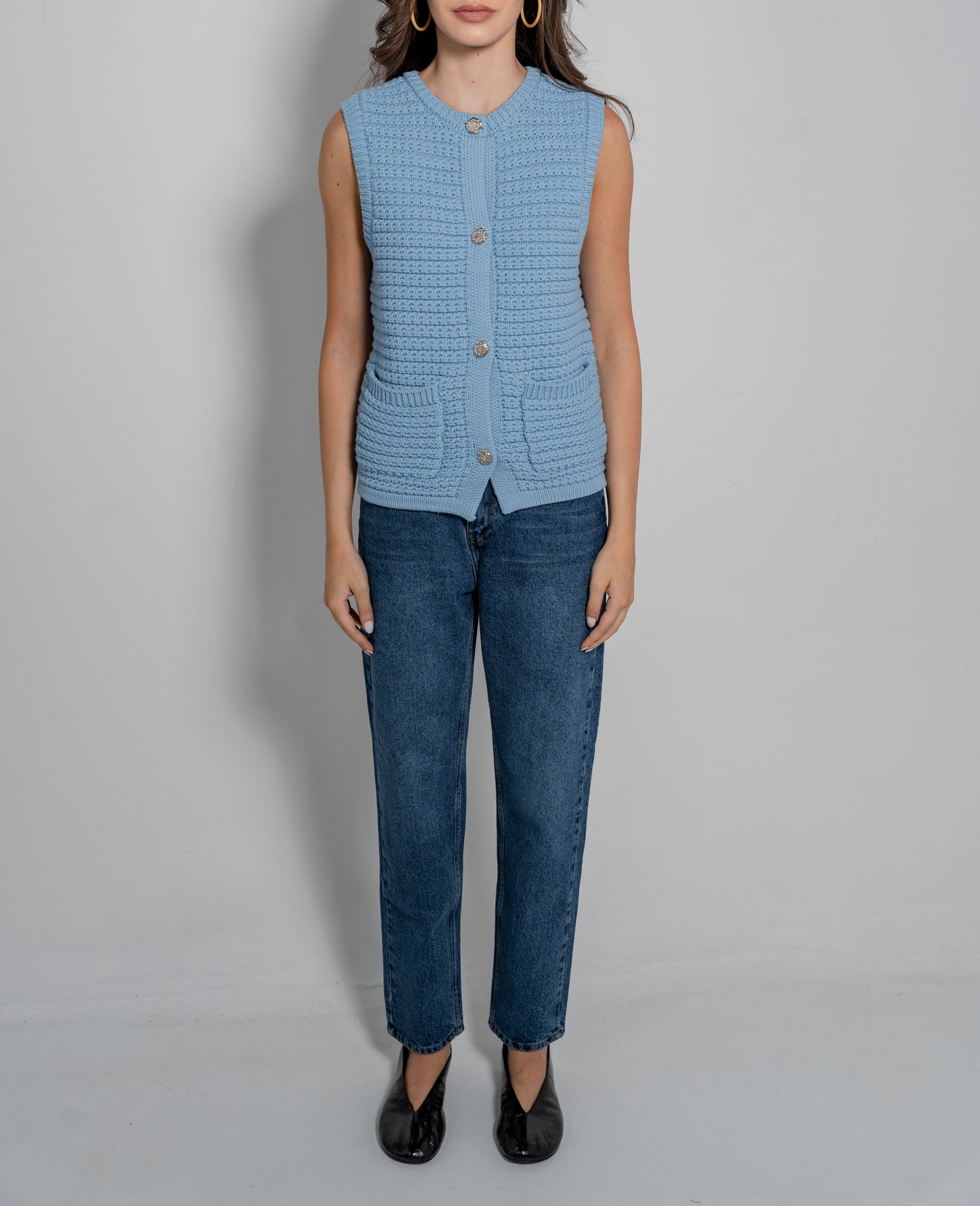 Knit Vest With Gold Buttons