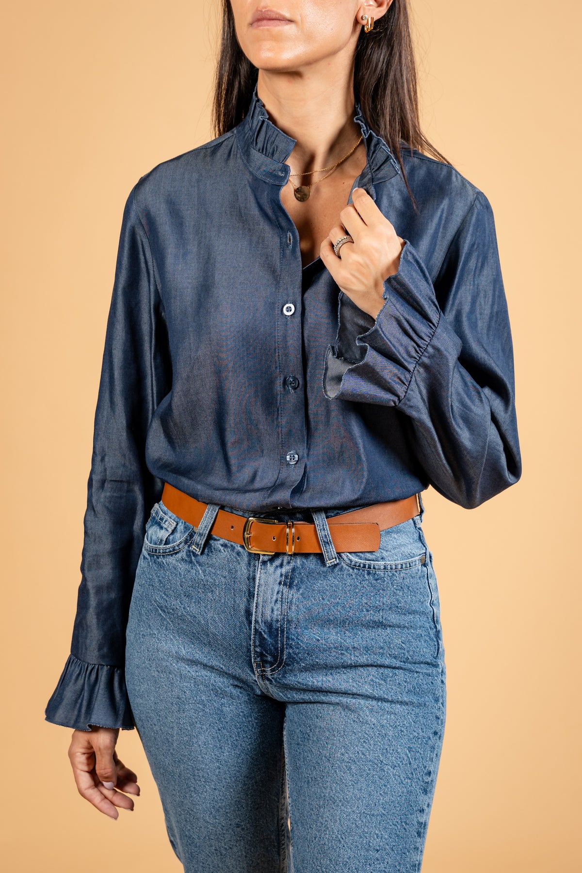 Shirt With Ruffled Sleeves