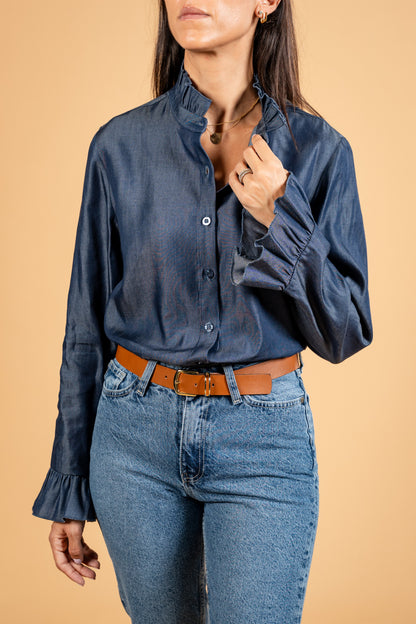 Shirt With Ruffled Sleeves