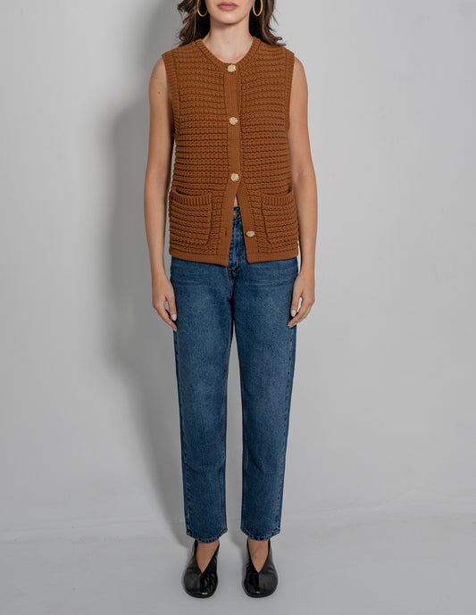 Knit Vest With Gold Buttons