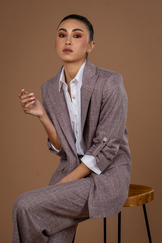 Rolled Up Sleeves Blazer Peak Lapel