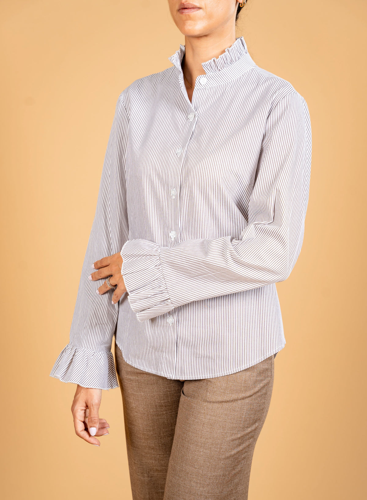 Shirt With Ruffled Sleeves