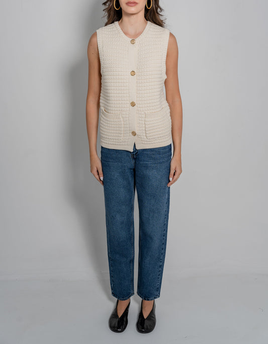 Knit Vest With Gold Buttons