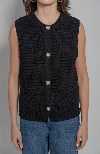 Knit Vest With Gold Buttons