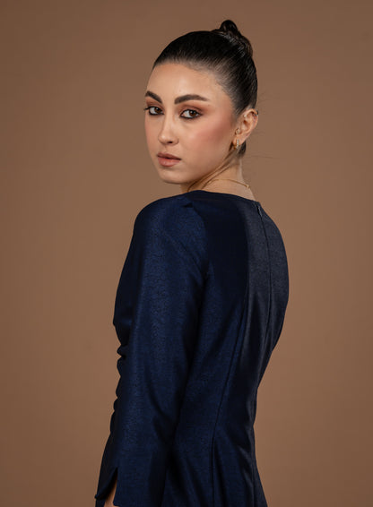 Gathered Midi Dress With Long Sleeves