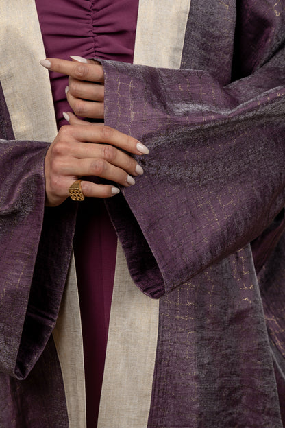 Wide Abaya With Contrast Band