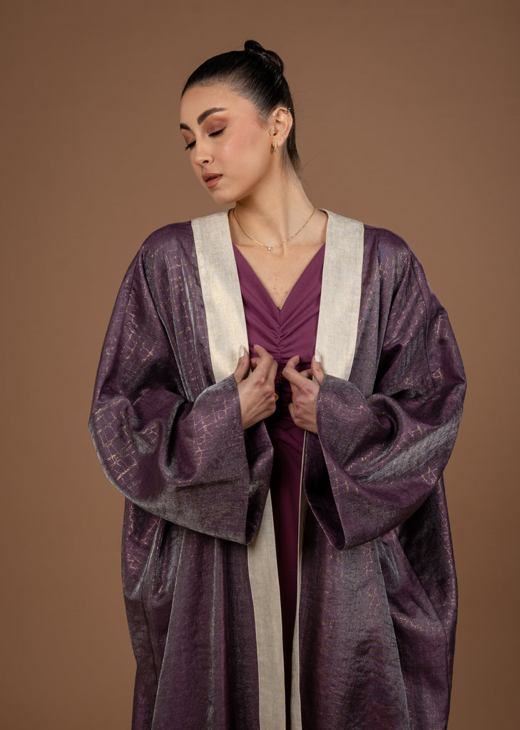 Wide Abaya With Contrast Band