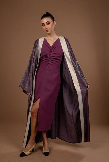 Gathered Midi Dress With Long Sleeves