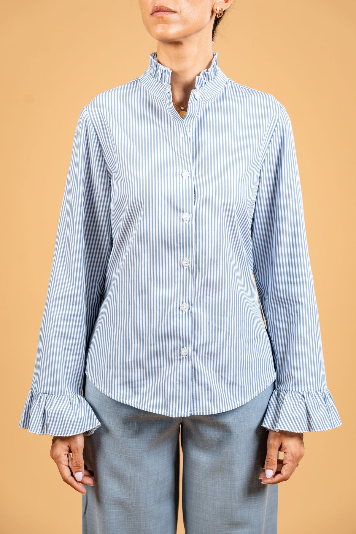 Shirt With Ruffled Sleeves