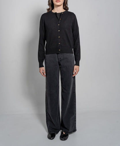 Round Neck Long Sleeves Cardigan