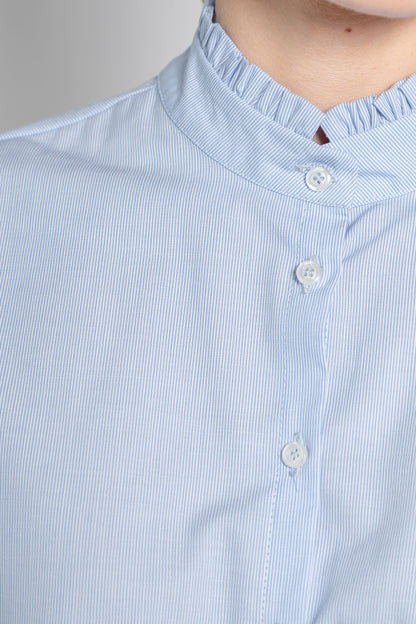 Long Sleeves Shirt with Frill-Trimmed Collar and Cuffs