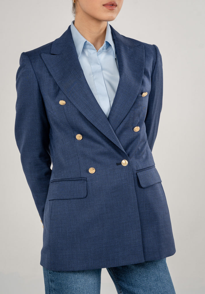 Double Breasted Blazer With Front Flaps
