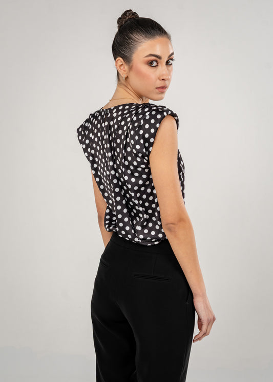 Pleated Top With Shoulder Pads
