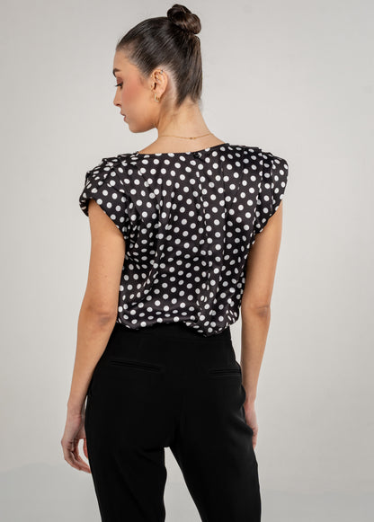 Pleated Top With Shoulder Pads