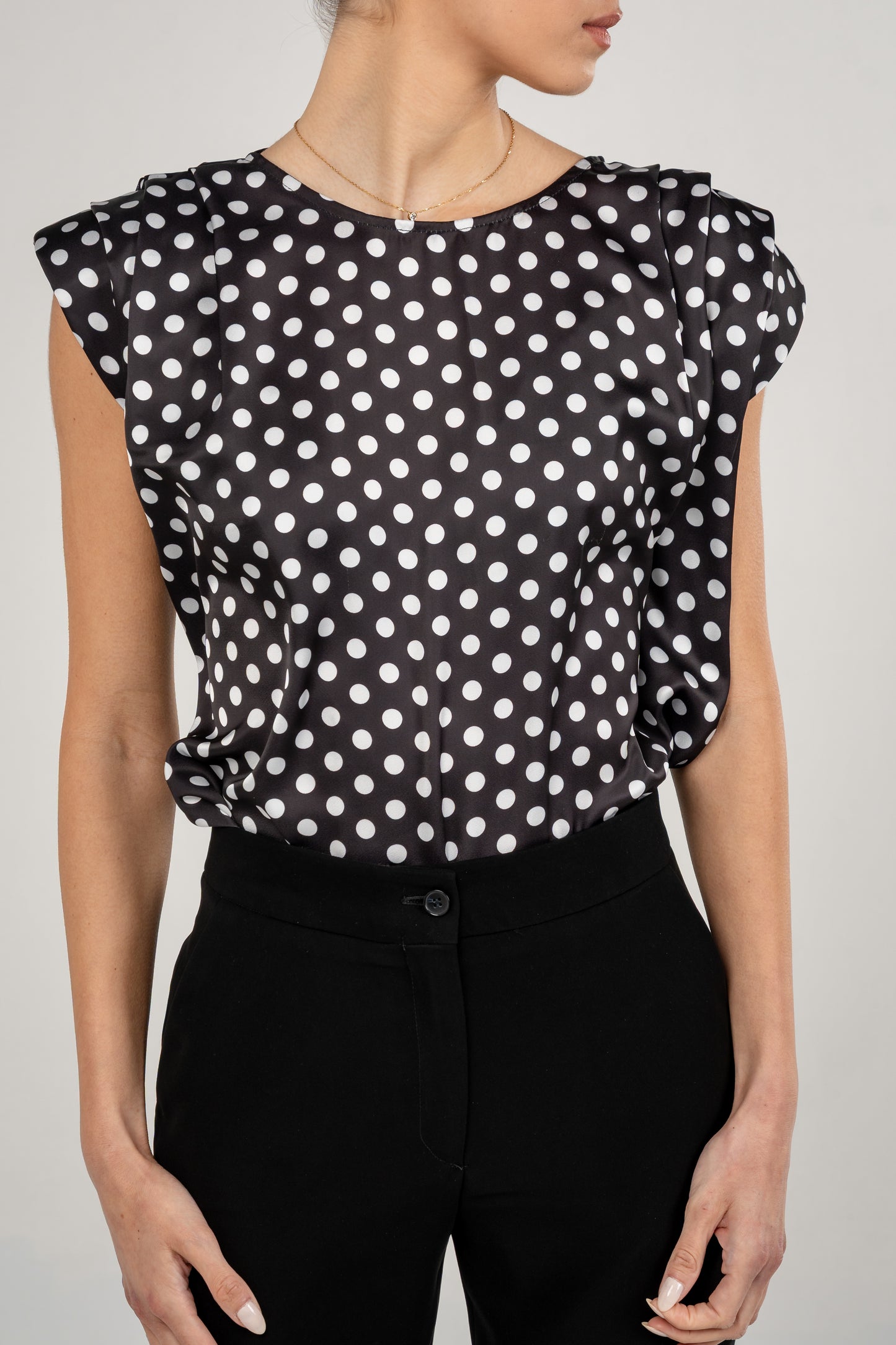 Pleated Top With Shoulder Pads