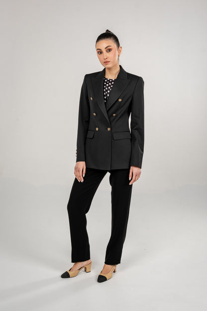 Double Breasted Blazer With Front Flaps