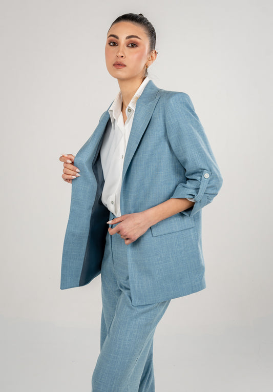 Rolled Up Sleeves Blazer Peak Lapel