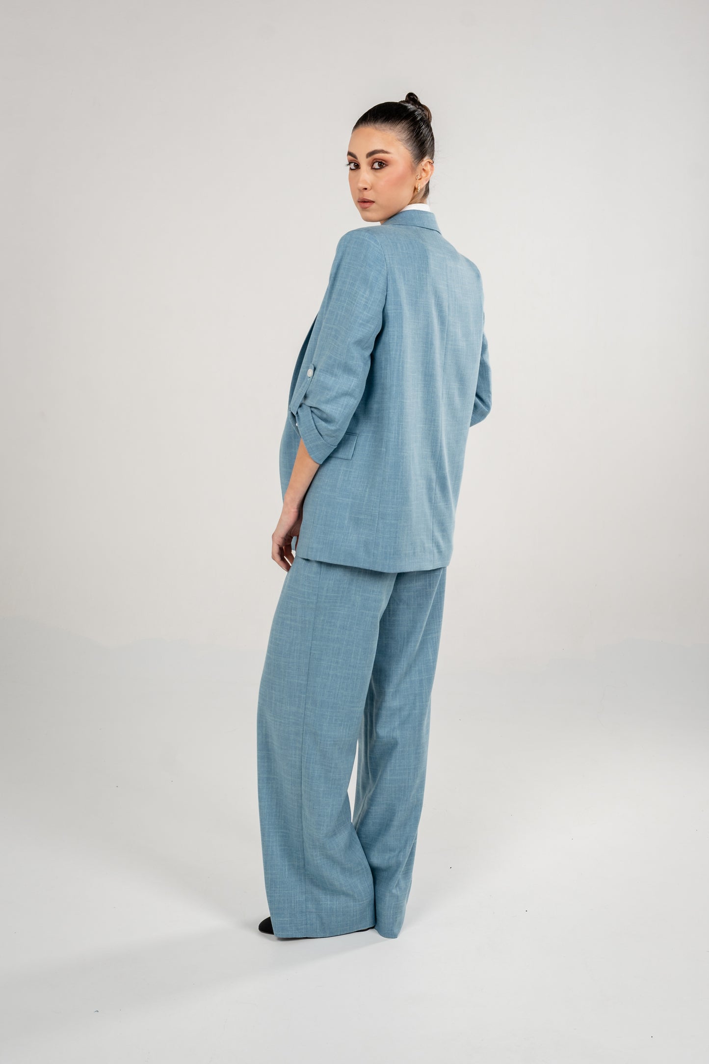 Rolled Up Sleeves Blazer Peak Lapel