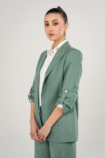 Rolled Up Sleeves Blazer Peak Lapel