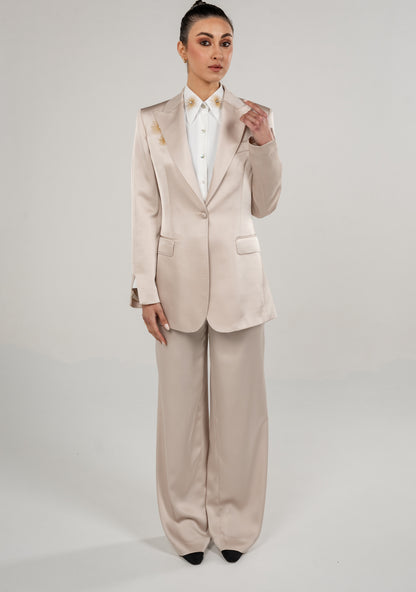 Women One Button Long Blazer With Punto